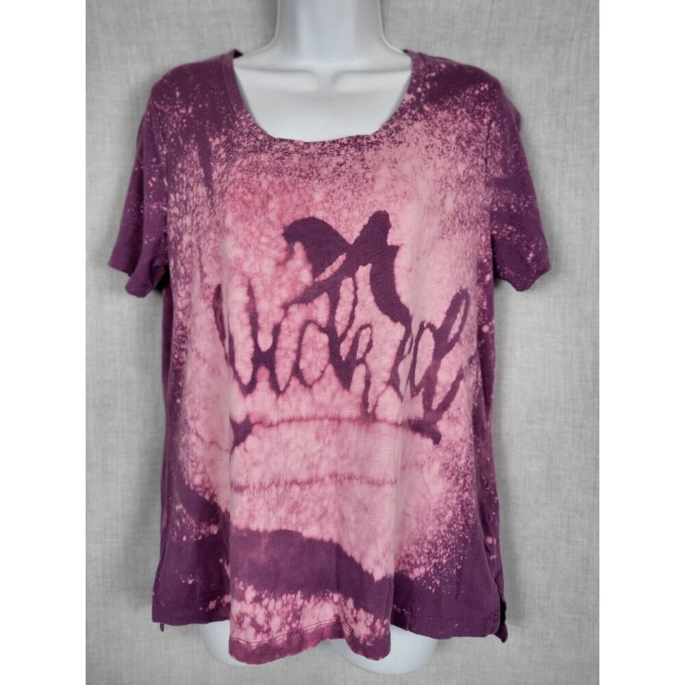 EDDIE BAUER "Wicked" Happy Halloween Shirt Womens M Pink Purple Spooky Witch